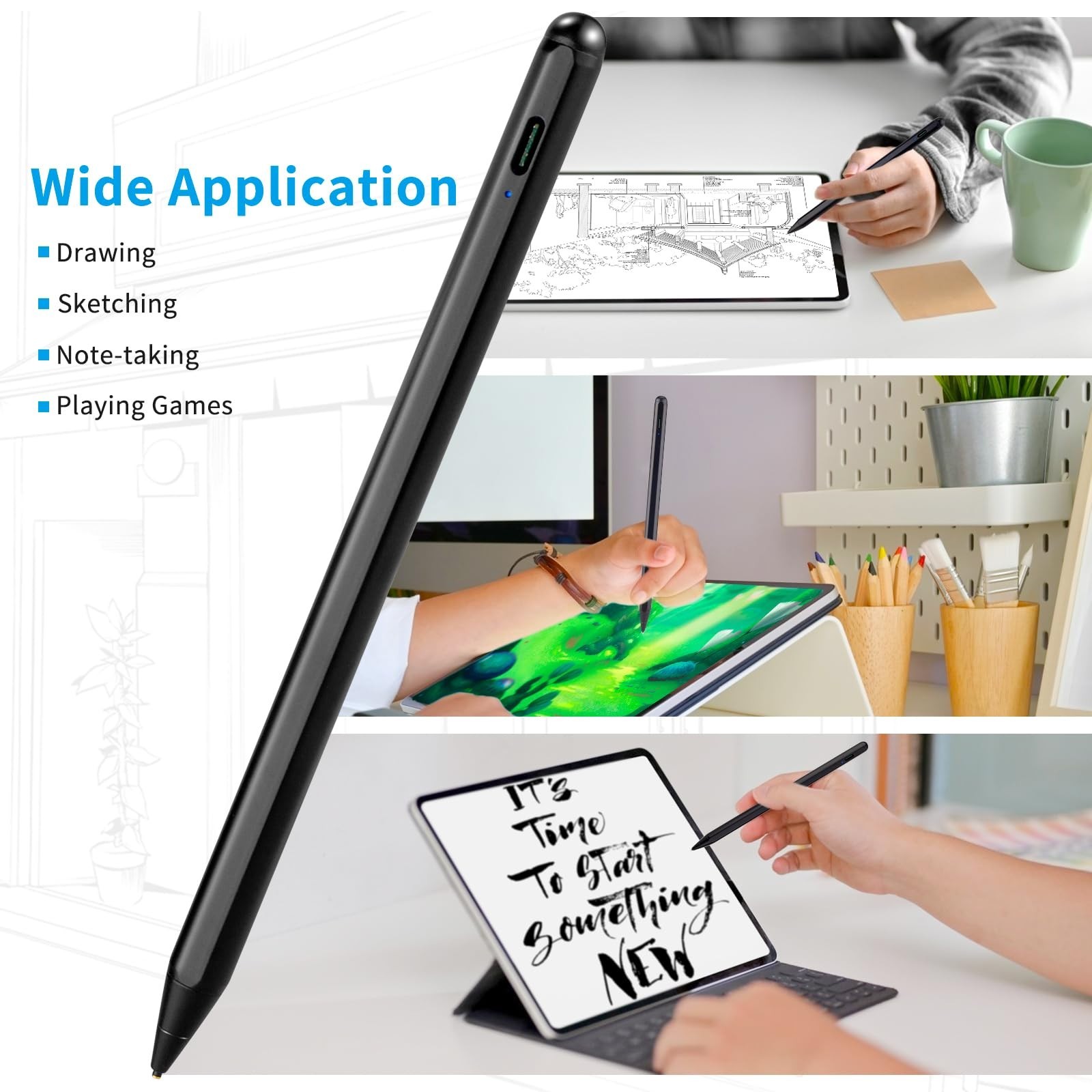 Universal Active Stylus Pen - 1.5mm Fine Point for iPhone, Samsung, Surface & Mo