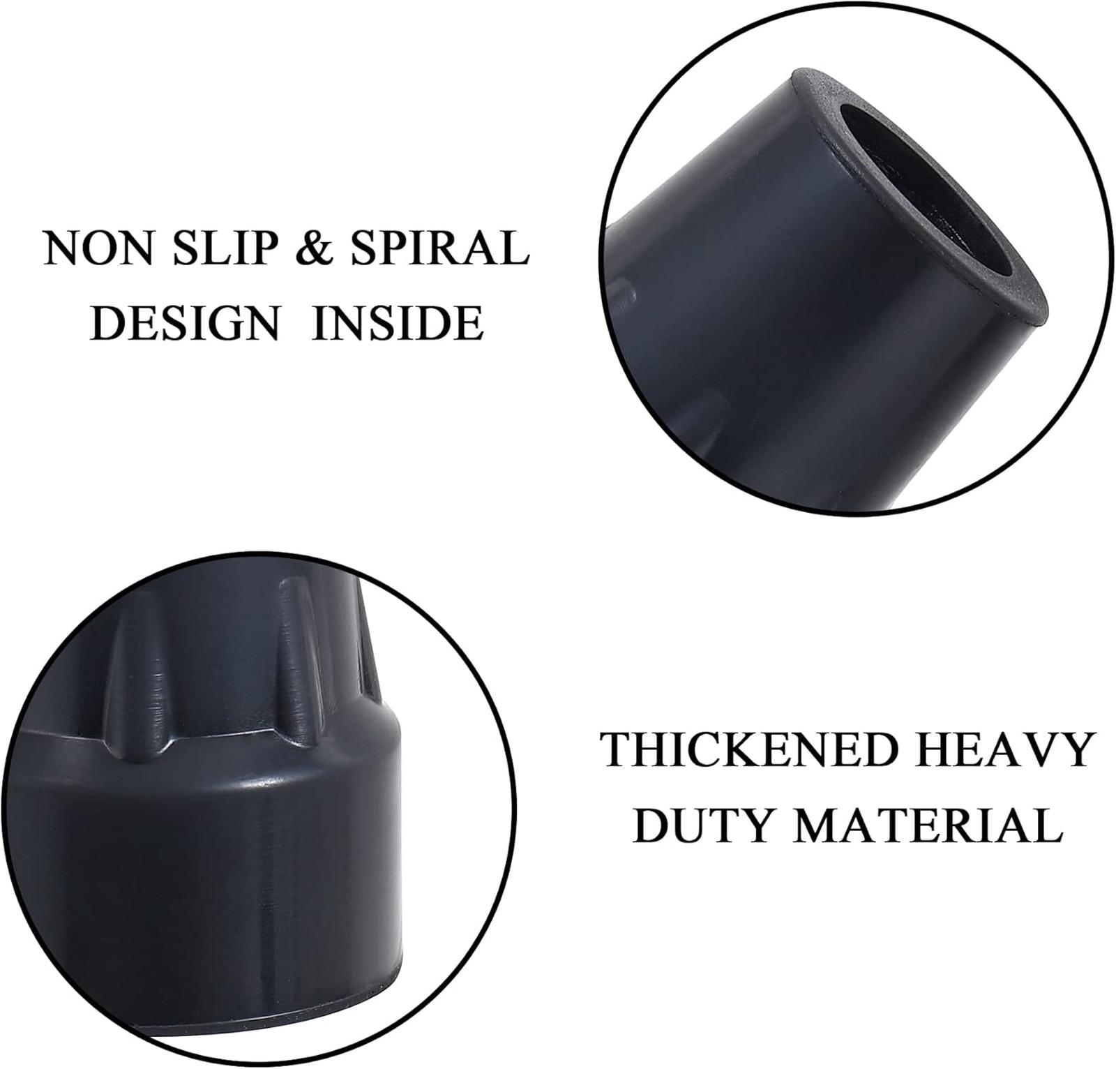 Heavy Duty Cane Tips 1 Inch Rubber Replacement Tips Pair Black Walking Support