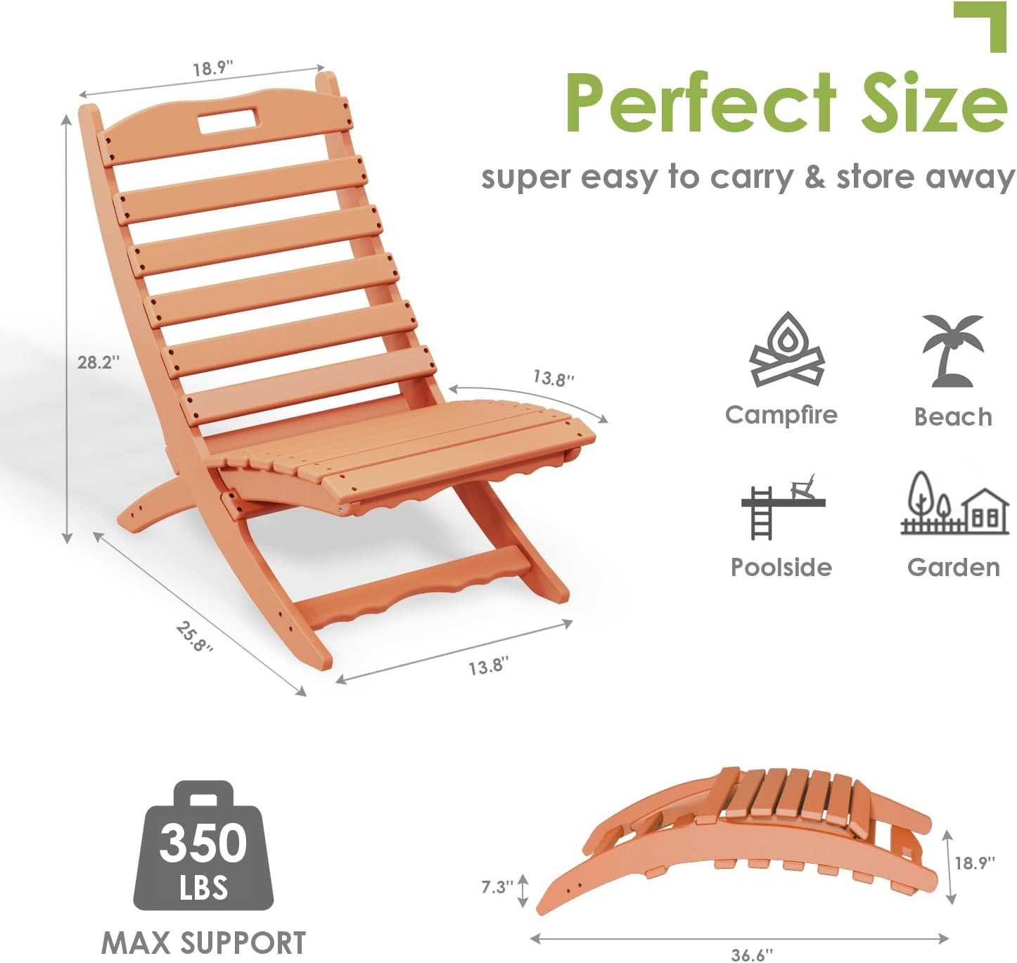 Limited Edition Apricot Adirondack Chairs Set of 2 for Outdoor Relaxation