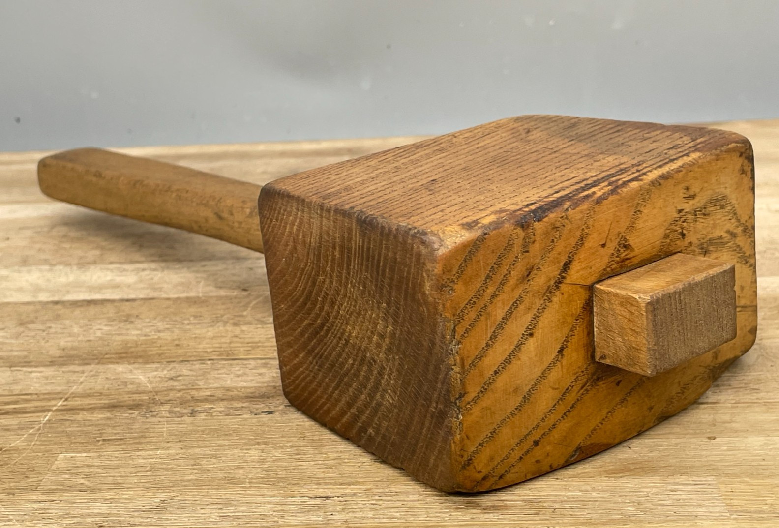 Vintage Large 5" Carpenters 1.4 lb Wooden Mallet Hammer Old Tool