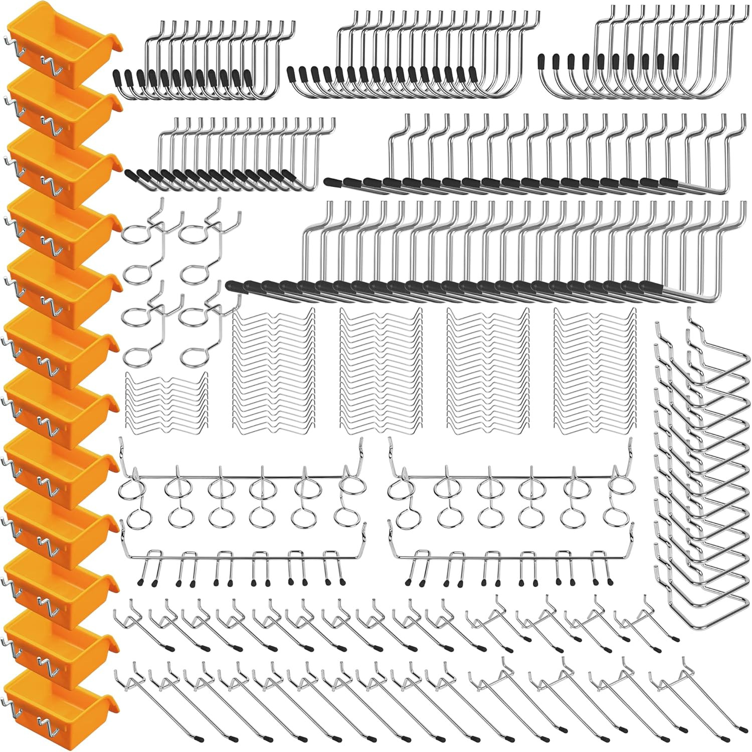 260 Piece Pegboard Hooks 1/8 and 1/4 Inch Peg Board Organizer Accessories with P