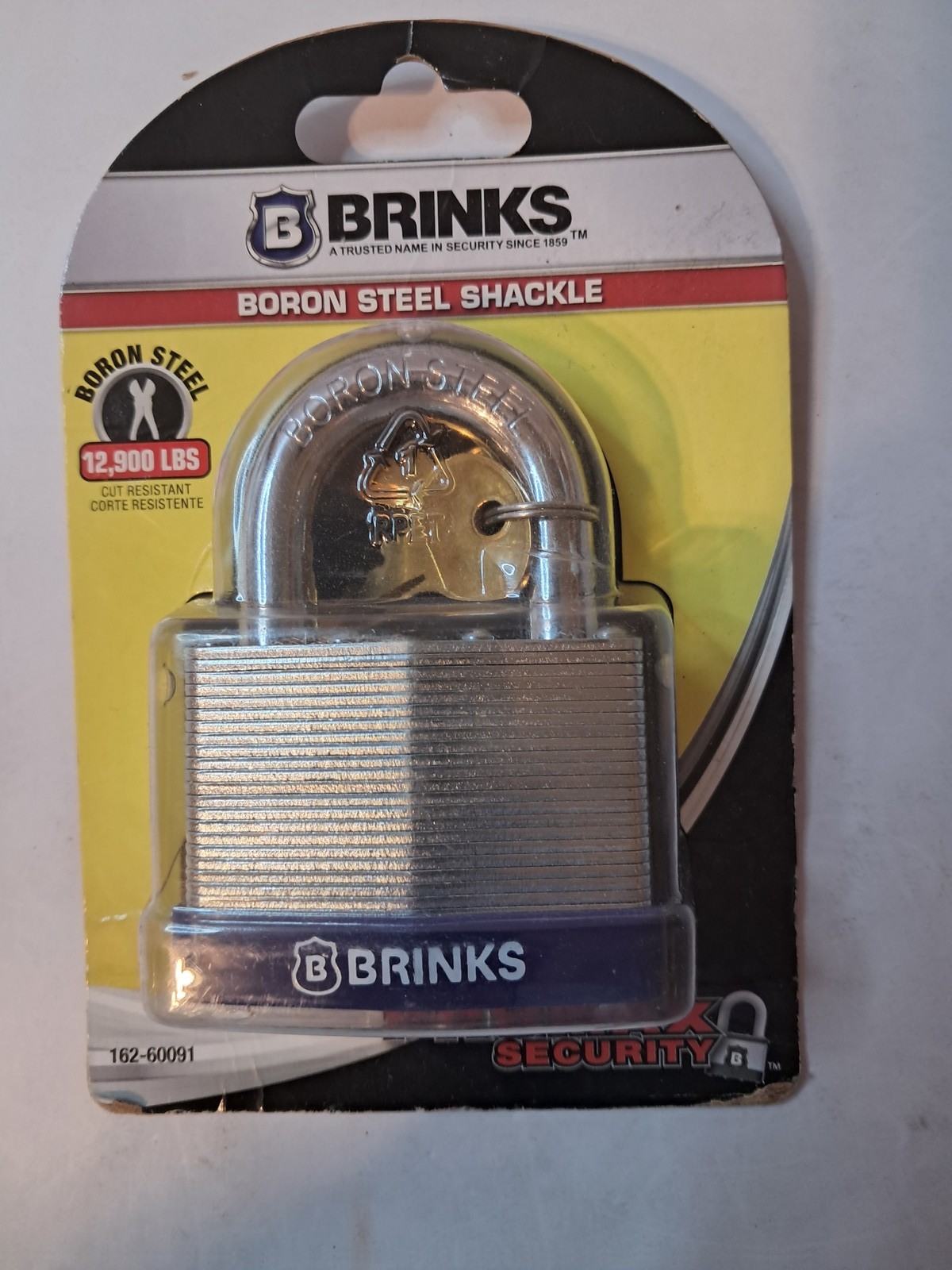 BRINKS Promax Security Laminated Steel Padlock Boron Steel Shackle 12,900 lbs