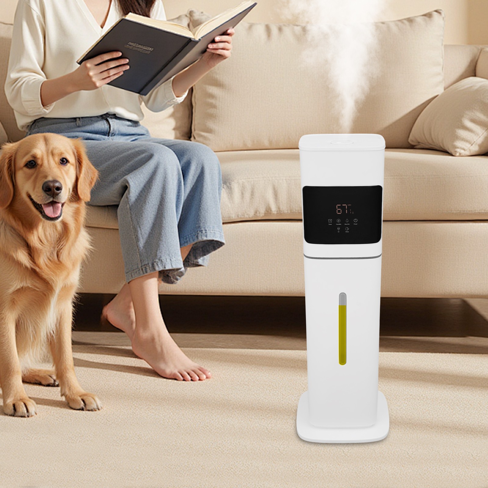 8L Smart Humidifier With Remote Control 3 Levels Adjustable Fog Home/Office Use