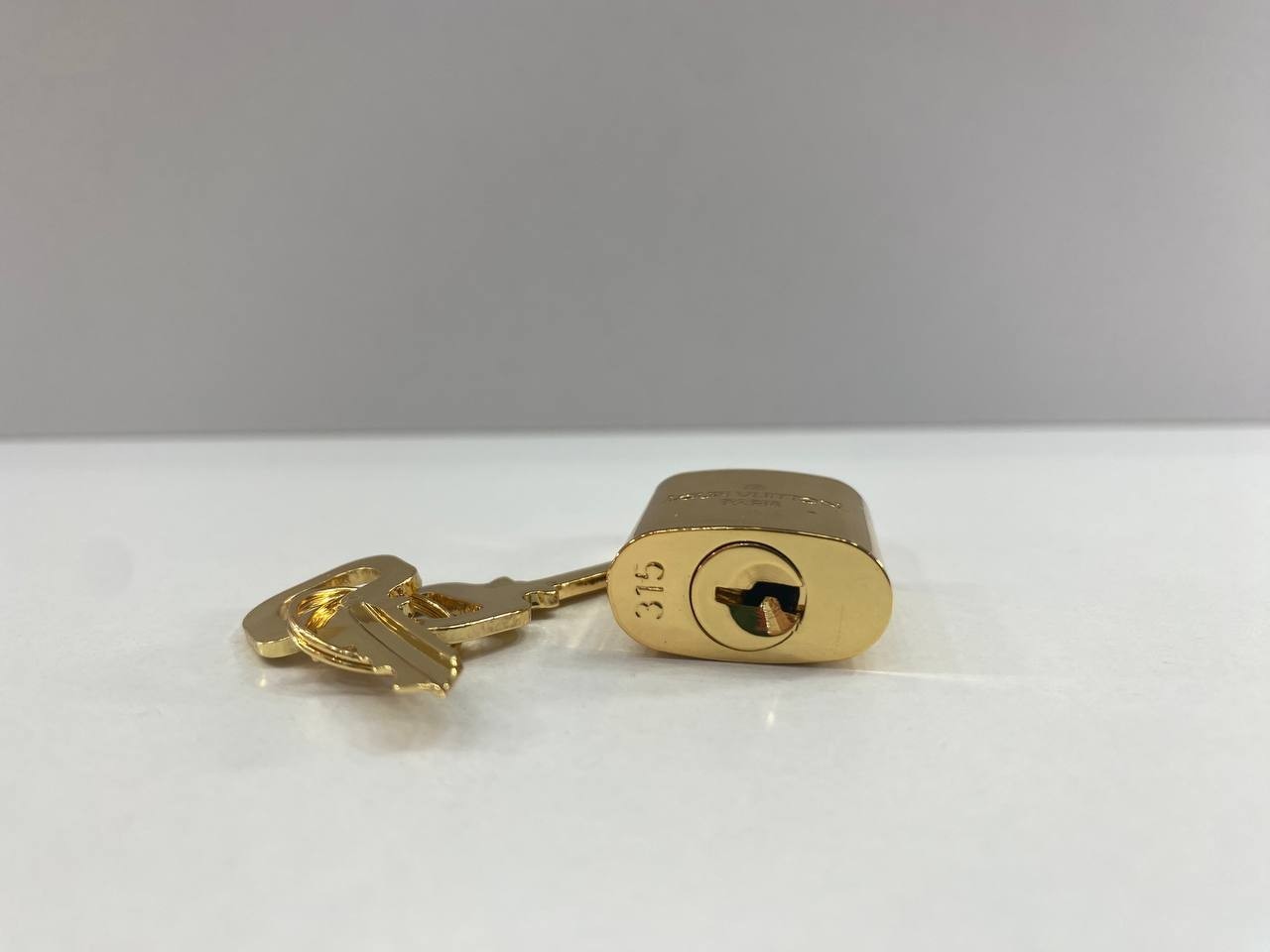 Louis Vuitton PadLock Lock 2 Key Gold brass Number 315 Authentic