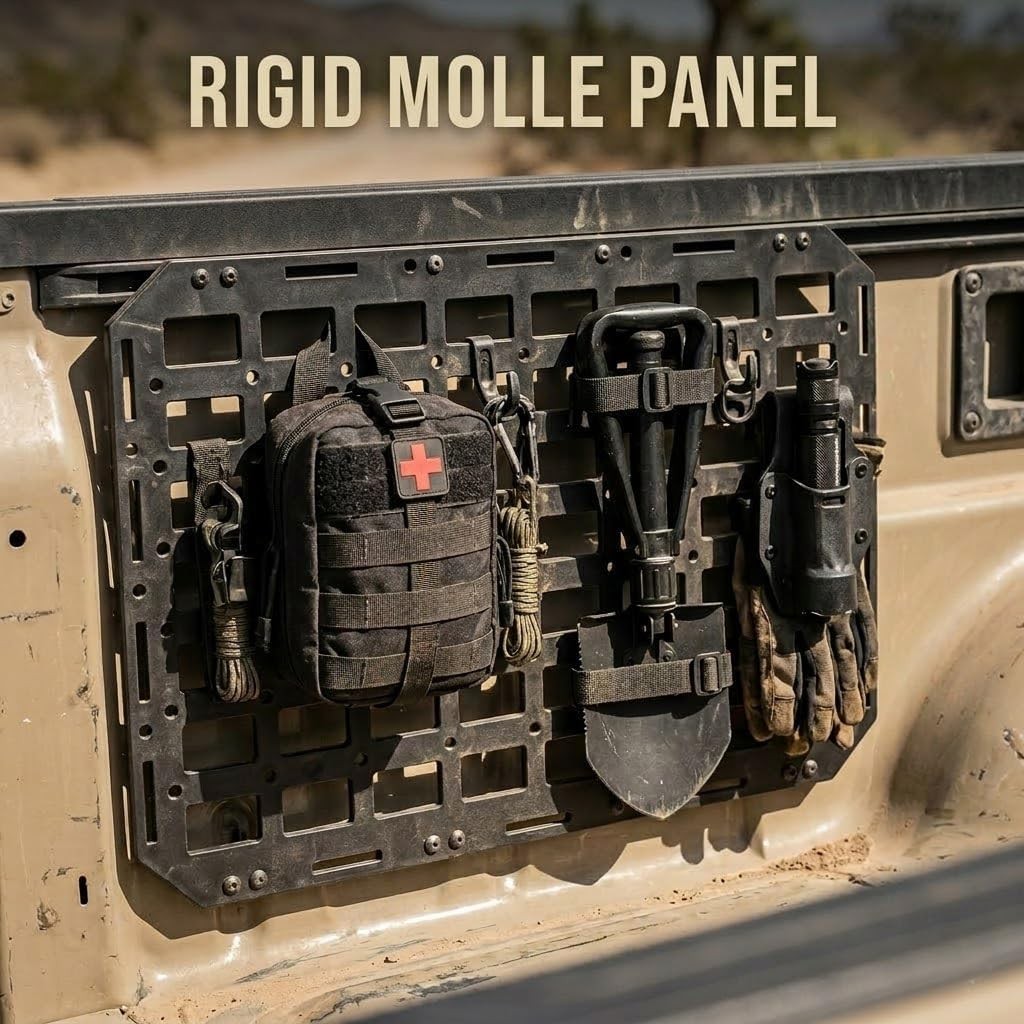 Rigid MOLLE Panel Wall Mount Organizer ABS 15.7x11 Inch Modular Storage Rack