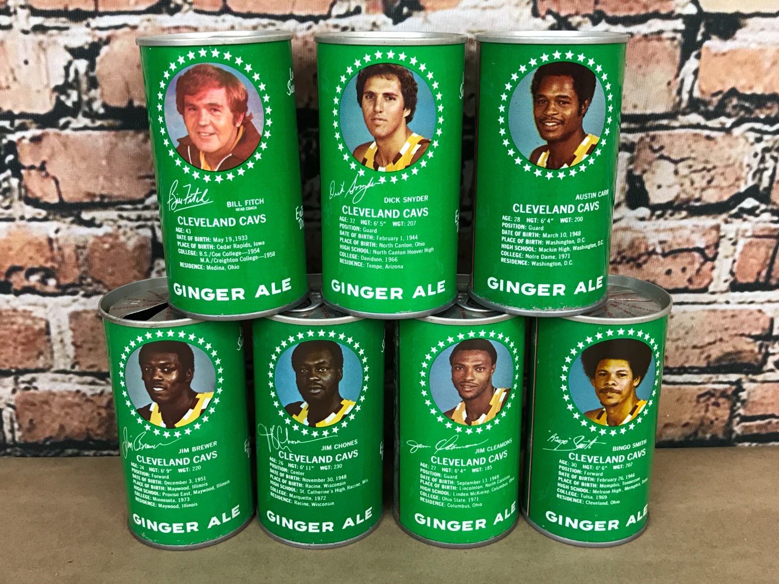 7 Vtg. 1970's Cotton Club Ginger Ale Soda Pop Can Steel Cleveland Cavaliers Cavs