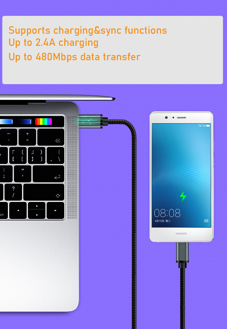 6ft USB C to Micro USB Cable USB Type-C to Micro B OTG Sync Data Charging Cord