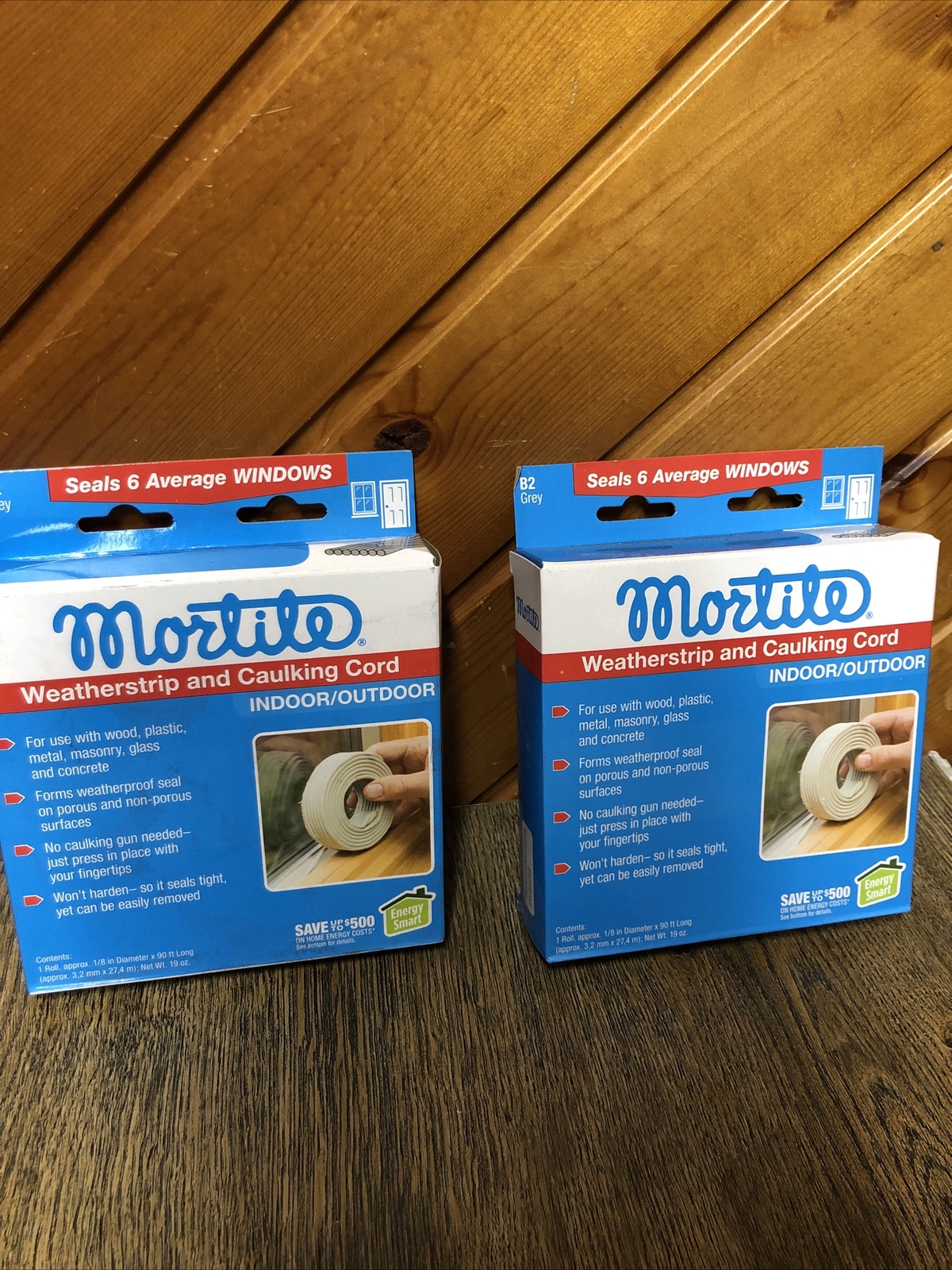 Lot Of 2 Frost King B2 Mortite Weatherstrip and Caulking Cord, 90', Grey New