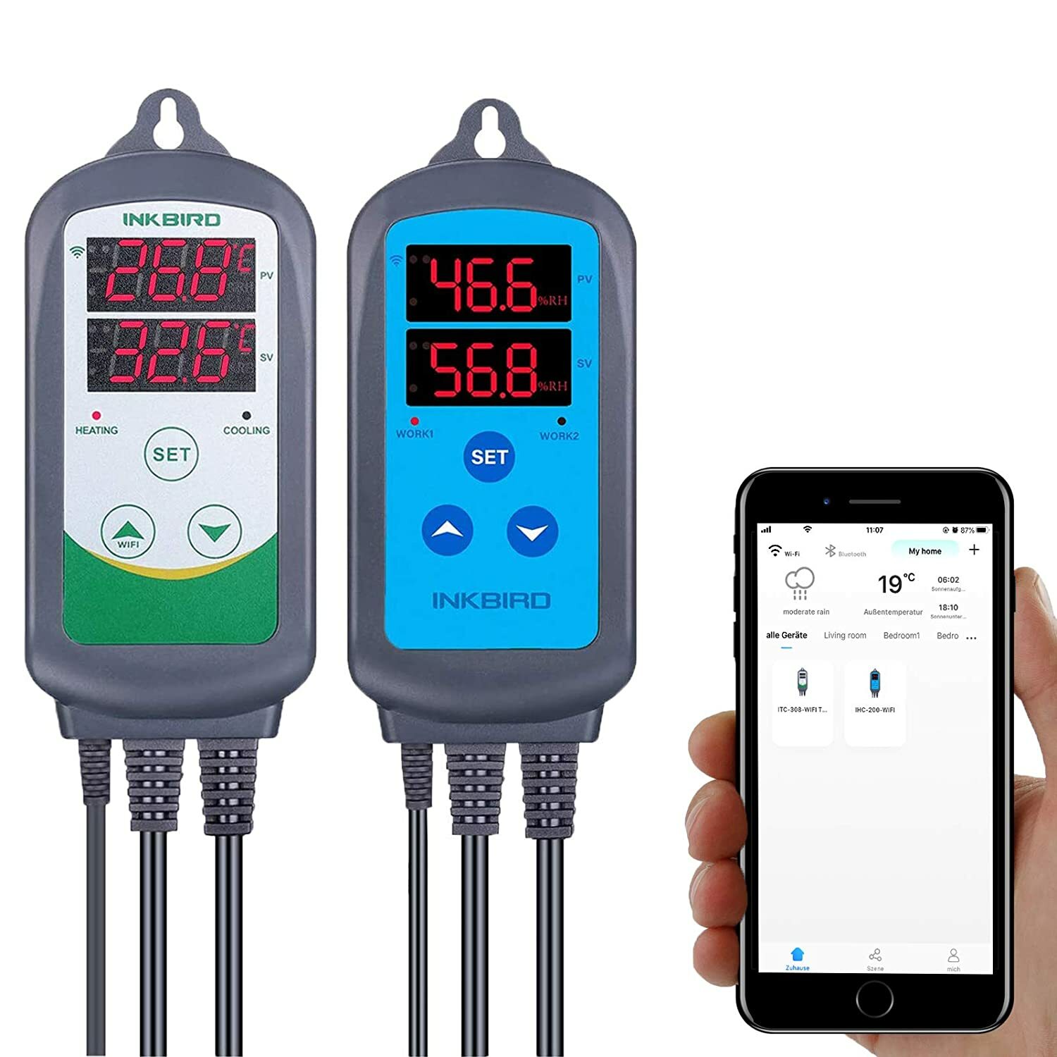 Inkbird Digital WiFi Thermostats ITC-308 Humidity Controller Humidifier IHC-200