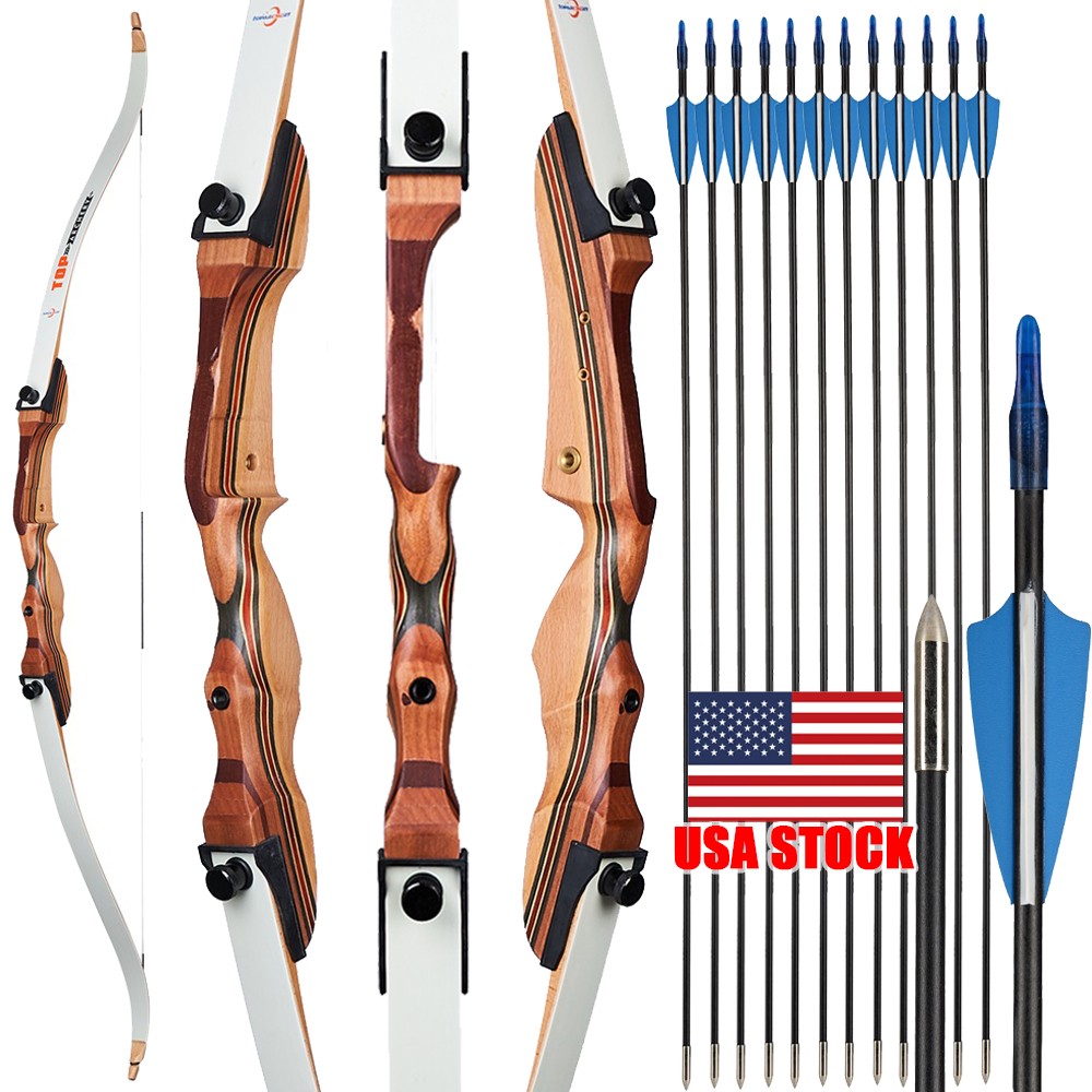48" Beginner Takedown Recurve Bow For Youth Archery Wooden Traditional Hunting