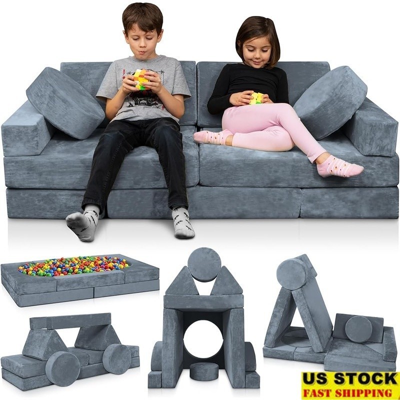 Modular Kids Play Couch Foam Set 14 Pieces Creative Building Furniture Kids New