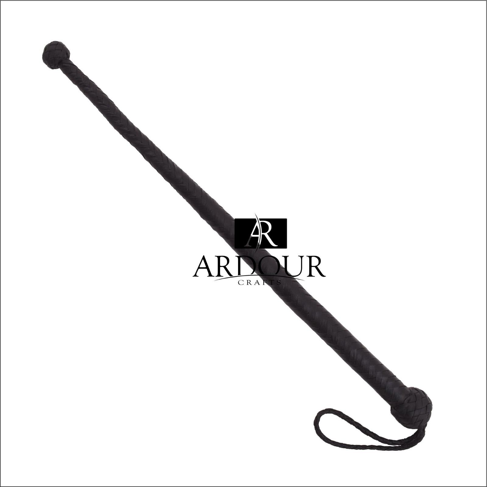 Genuine Leather Braided Bull Rope  23 Inch Black 8 Plait Heavy Duty Handcrafted