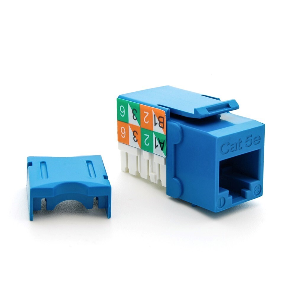 8 Pcs Cat5E RJ45 Ethernet LAN Network Keystone Jack 110 Punch Down Snap-in Blue