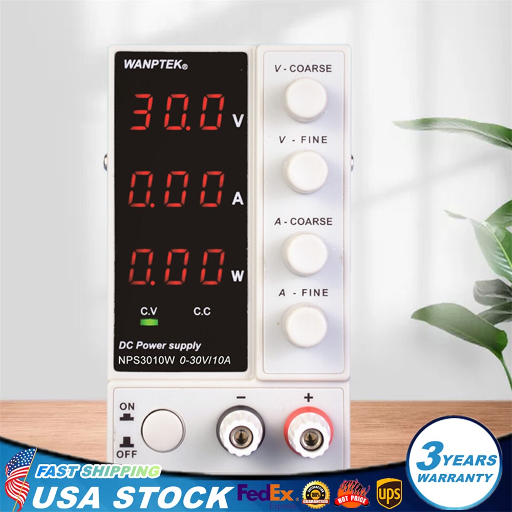 30V 10A Adjustable Lab DC Power Supply Variable Regulated Benchtop Power Source
