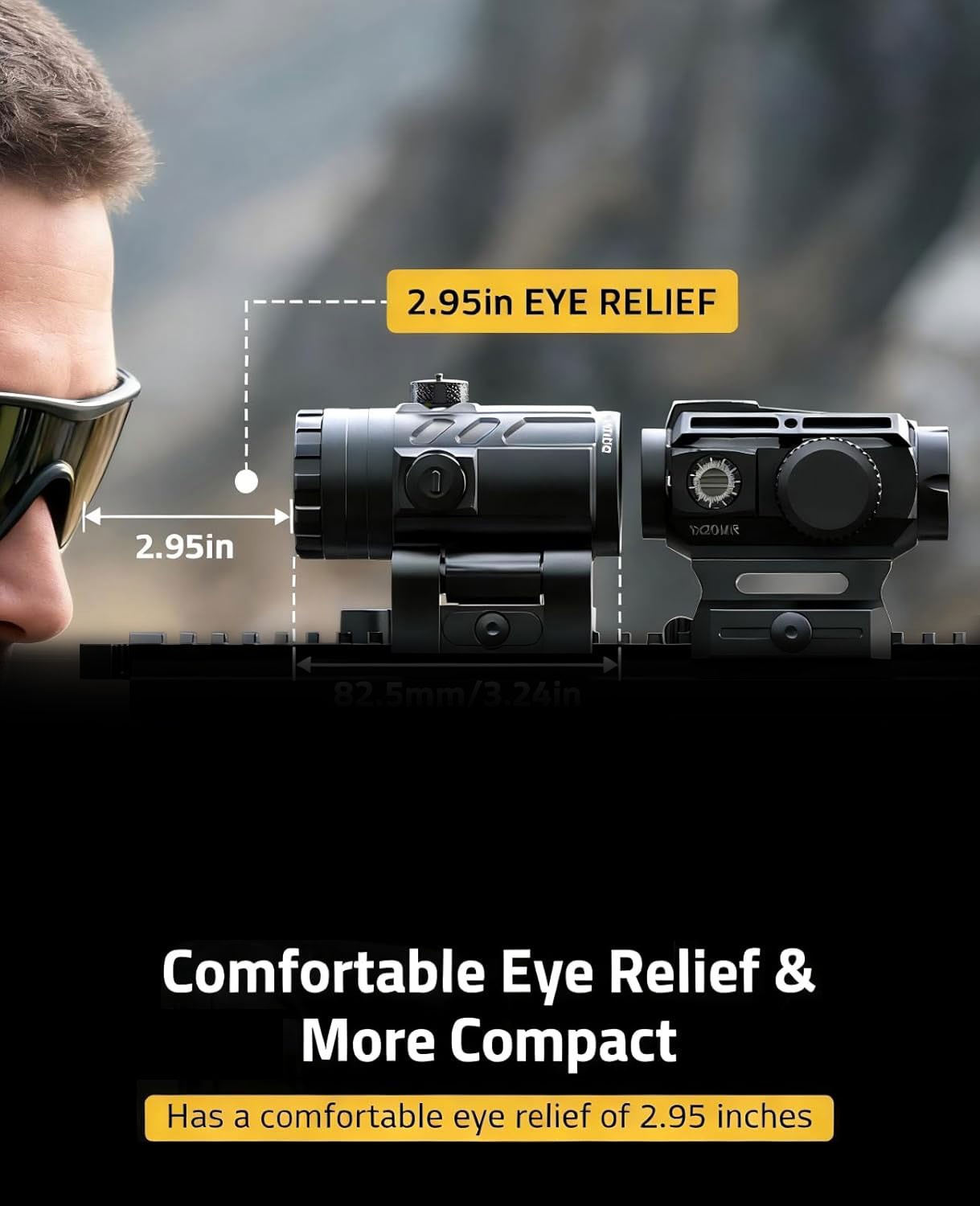 3X Flip to Side Quick Release Mount Red Dot Sight Magnifier Shockproof - Black