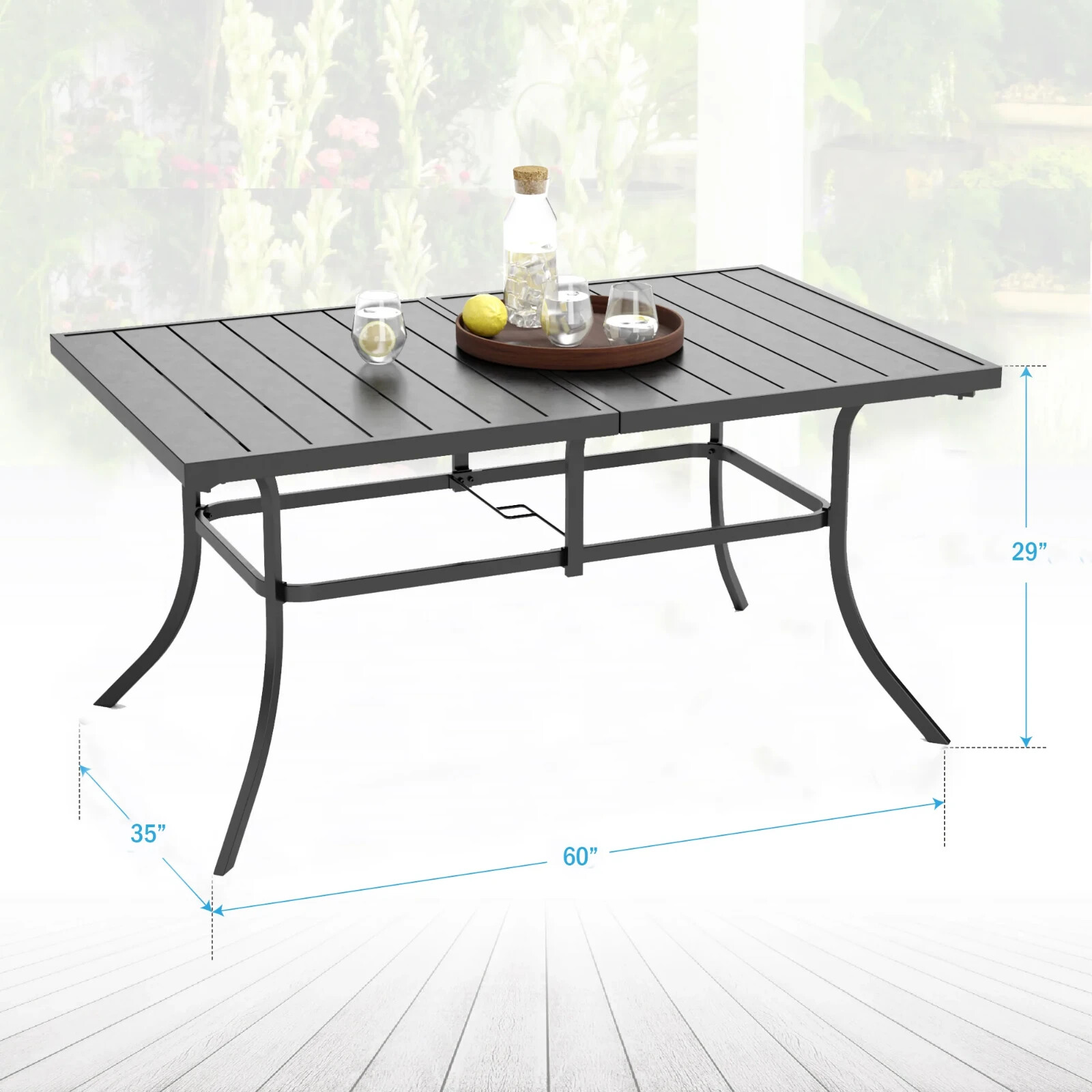 Patio Dining Set Metal Outdoor Bistro Stackable Chairs& Table Black Heavy Duty