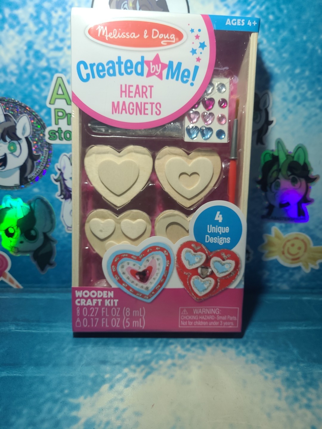 Melissa & Doug Created By Me! Wooden Heart Magnets Craft Kit 4 Designs