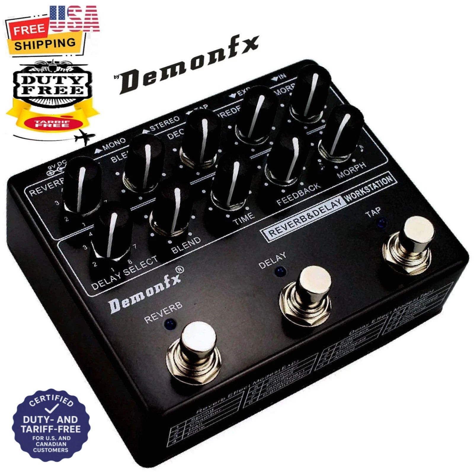 Demonfx RDW Reverb Delay Workstation Guitar Effect Pedal Multi Effects