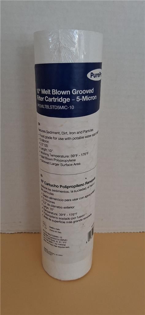 NEW PurePro 2.5"x10" Melt-Brown Grooved Water Filter Cartridge 5 micron SEALED