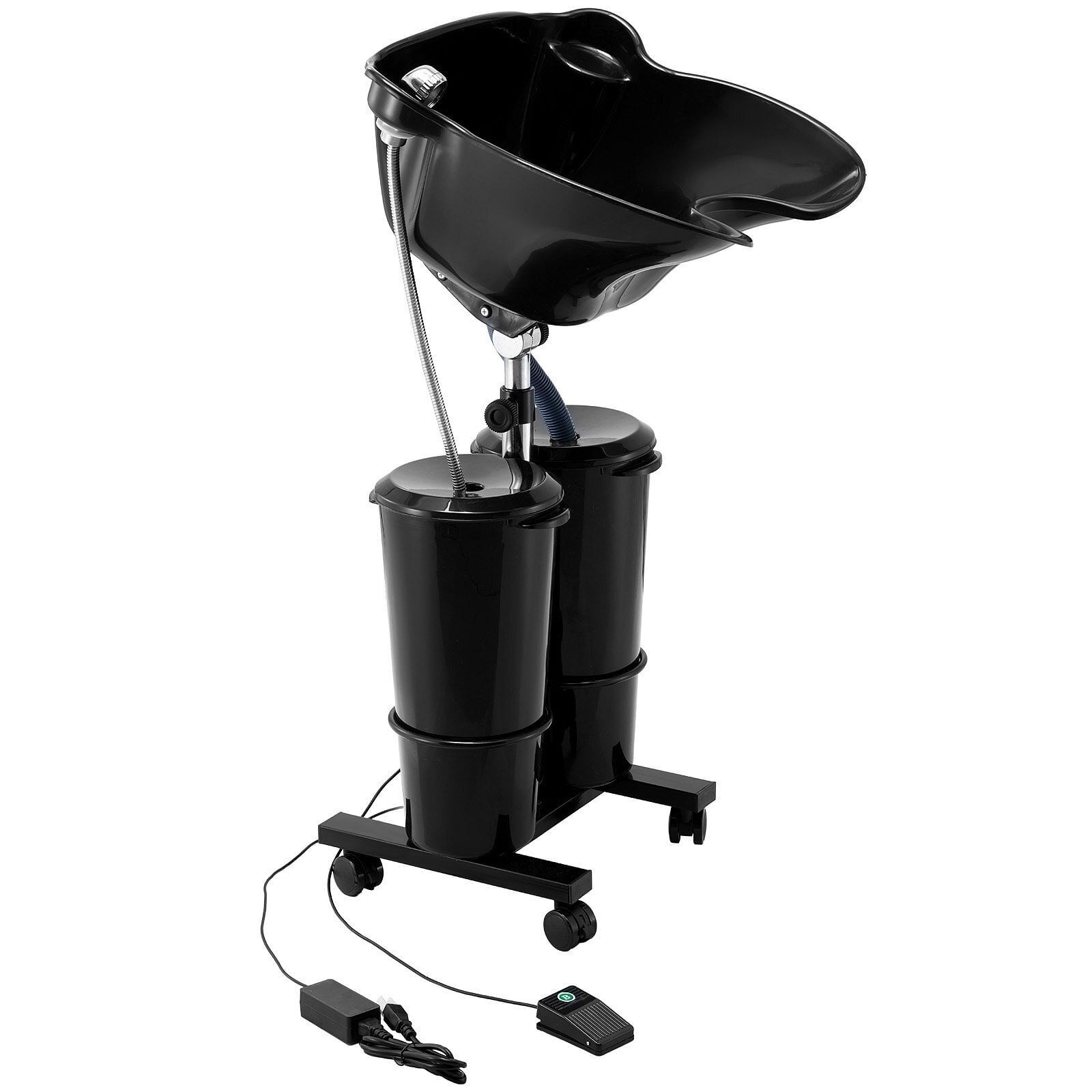 Portable Shampoo Bowl with Drain Hose 2 Buckets Adjustable Height Salon Sink