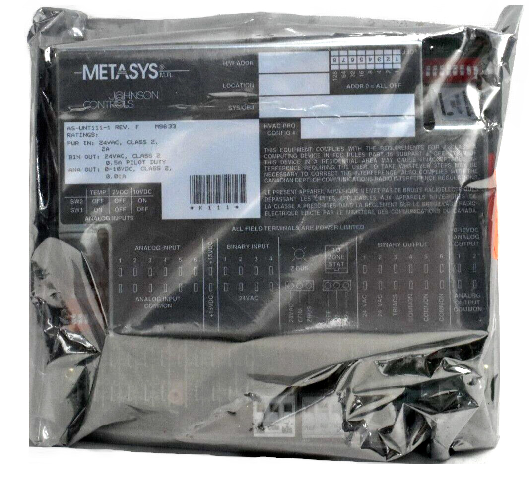 Johnson Controls Metasys AS-UNT111-1 Rev F Unitary Controller