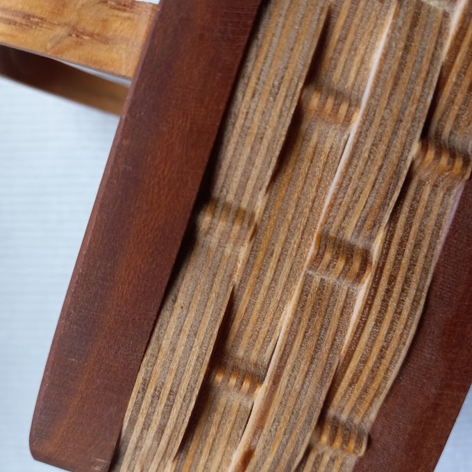 Cliff Rozar Signed Basket Wood Handle Carved Pattern Bent Wood