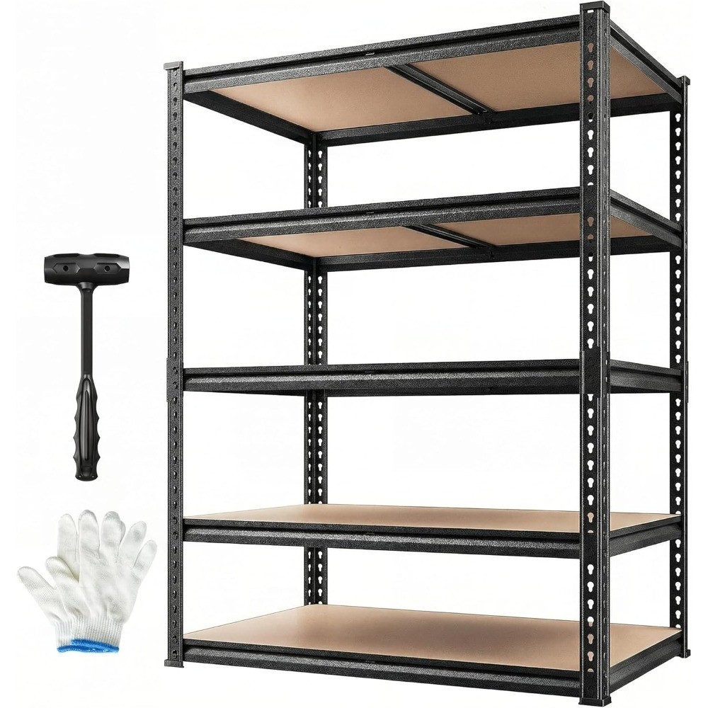 5-Tier Heavy Duty Steel Storage Shelves Unit 72H x 35.55W x 16D for Garage