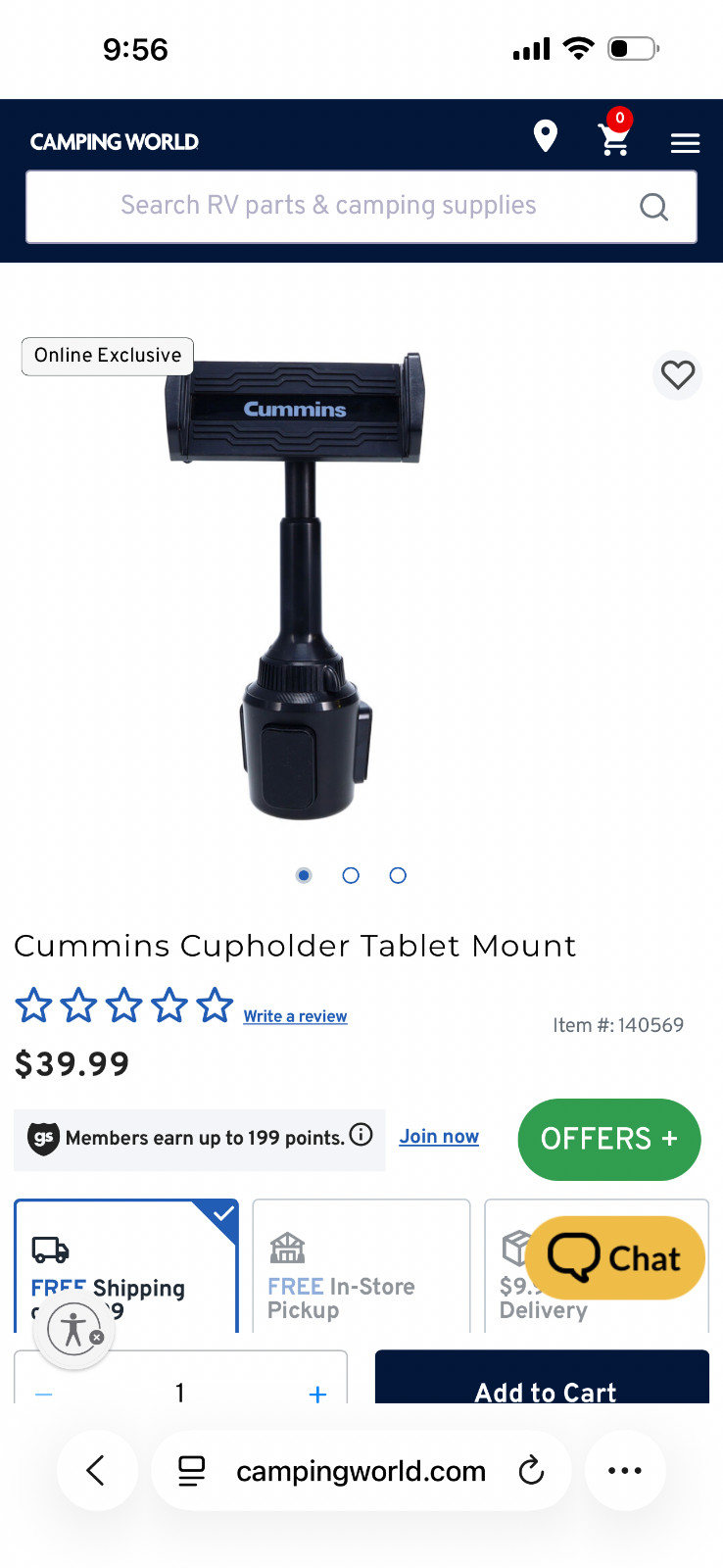 Cummins Cup Holder Tablet Mount CMNCHTBLT - Tablet Dock
