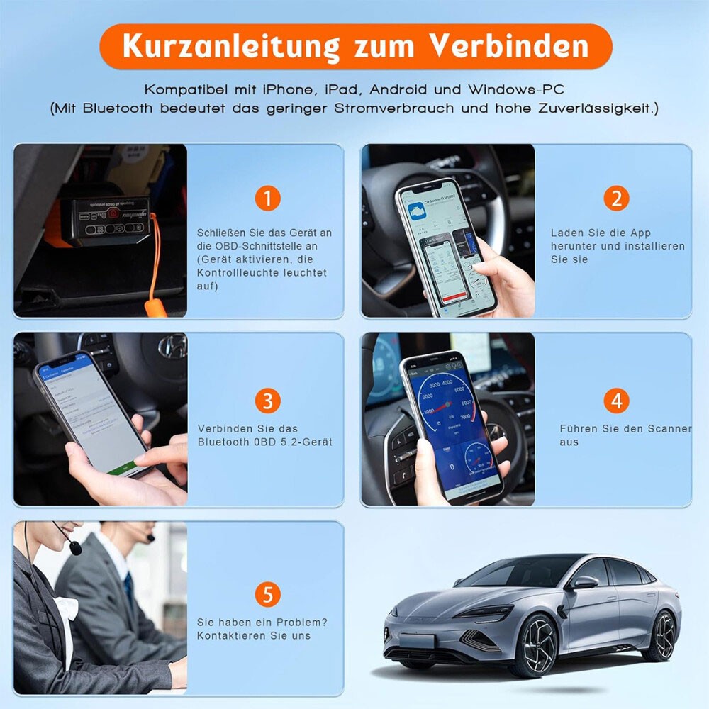 ELM327 Bluetooth OBD2 Code Reader Car Diagnostic Scanner for Android and iOS
