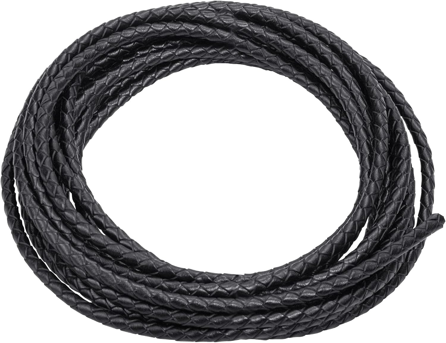 5.5 Yards Genuine Leather Cord 4Mm round Braided Bolo Leather Cord Strip Braidin