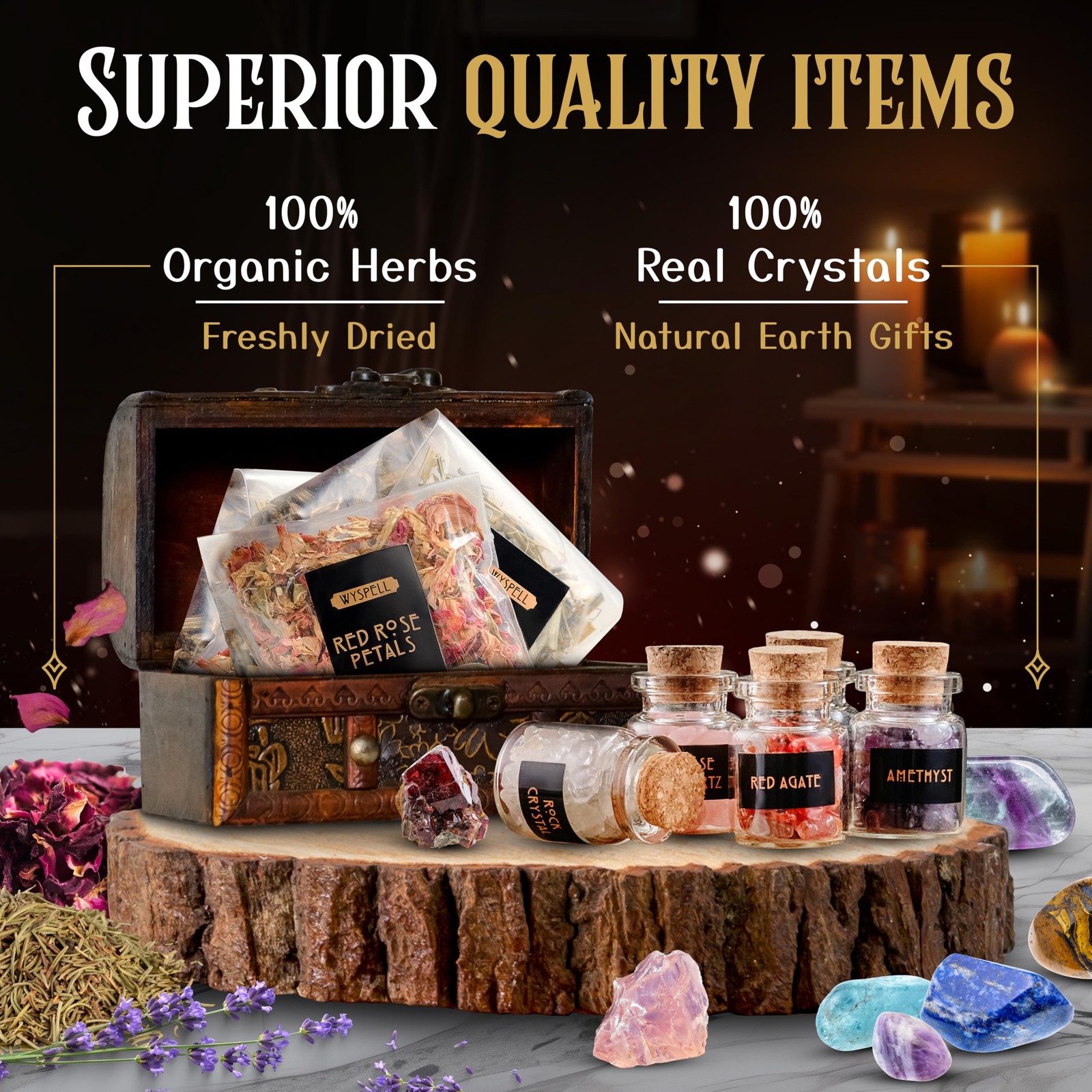 Wyspell Witchcraft Supplies Kit for Witch Altar Kit, Multicolor