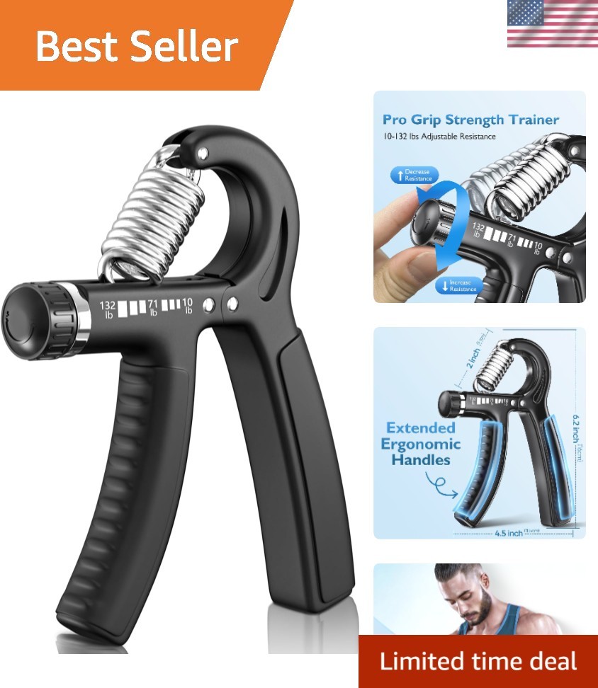 Portable Grip Strengthener 10-132 lbs - Ideal for Rehabilitation & Fitness