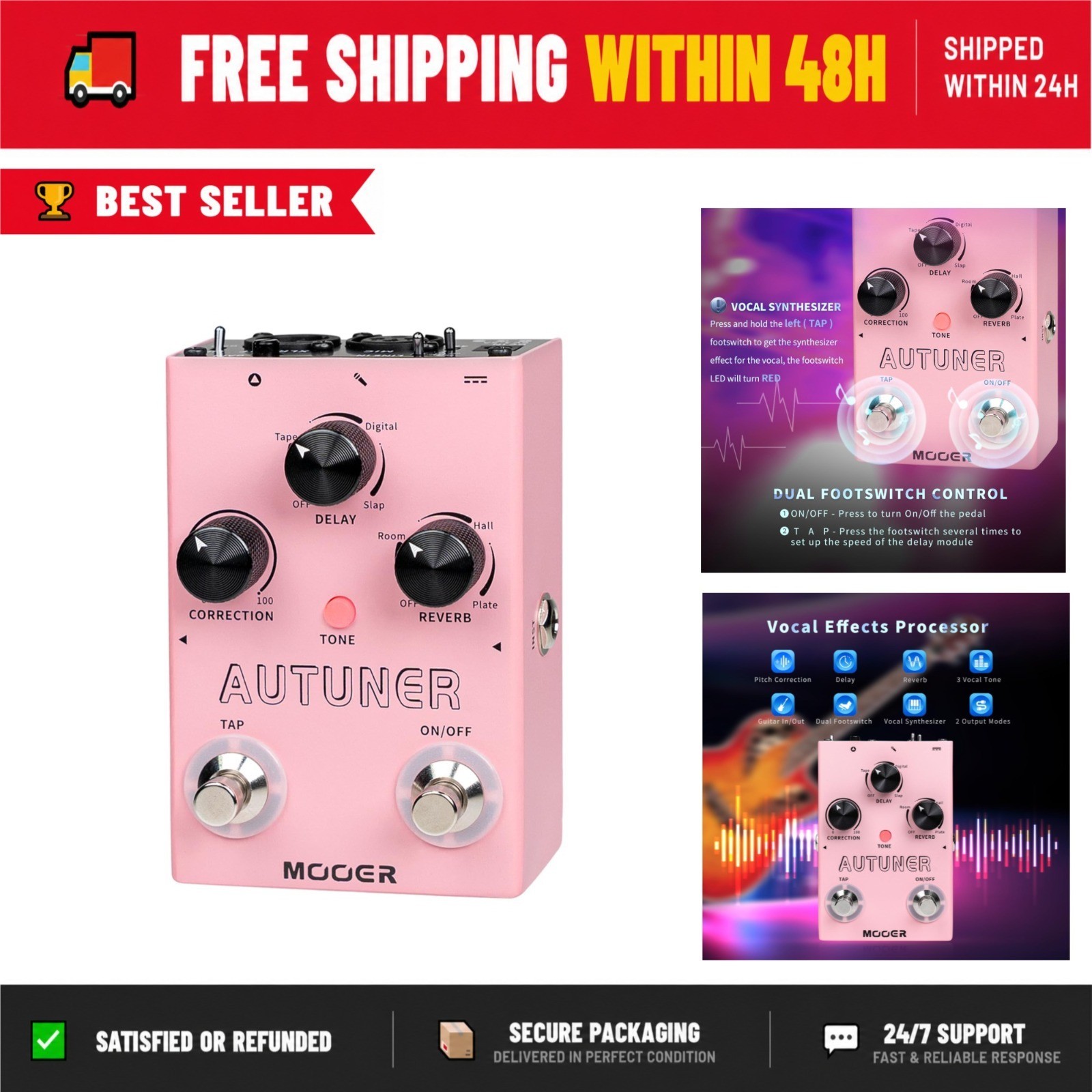 MOOER MVP1 Vocal Effects Processor Pedal Pitch Correction Reverb Delay