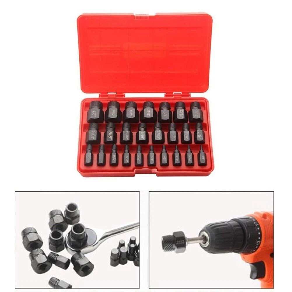 25Pcs Screw Extractor Set Hex Head Multi-Spline Easy Out Bolt Extractor Set