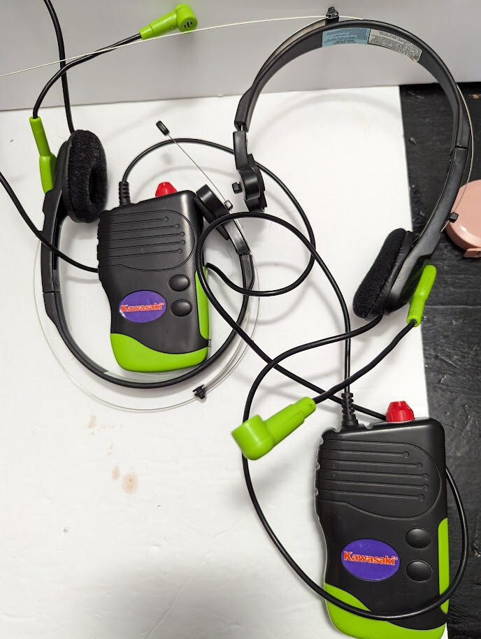 kawasaki kids walkie talkies headphones Set of 2