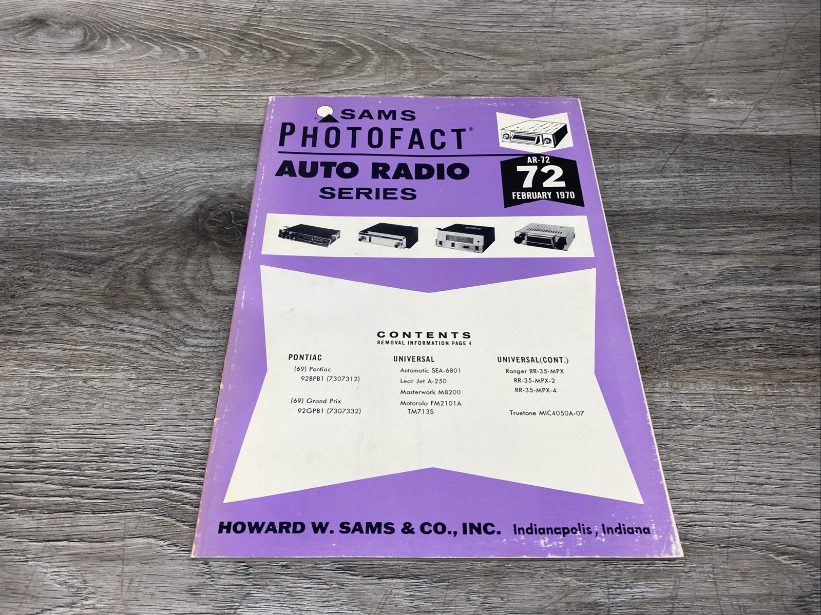 Sams Photofact Auto Radio Service Data Series Repair Magazine # AR-72