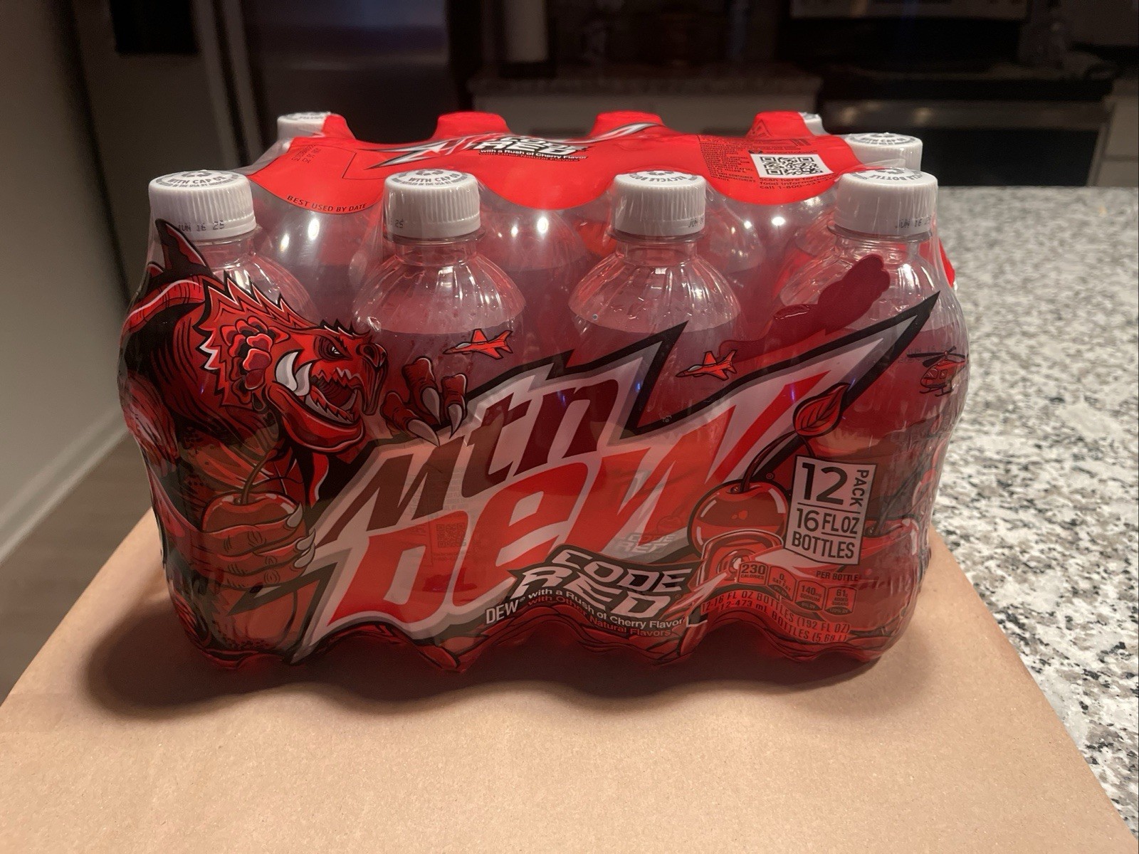 (12) Pack - CODE RED MTN DEW - 16oz Bottles - OLD LOGO -RARE!! - BB 6/16/25