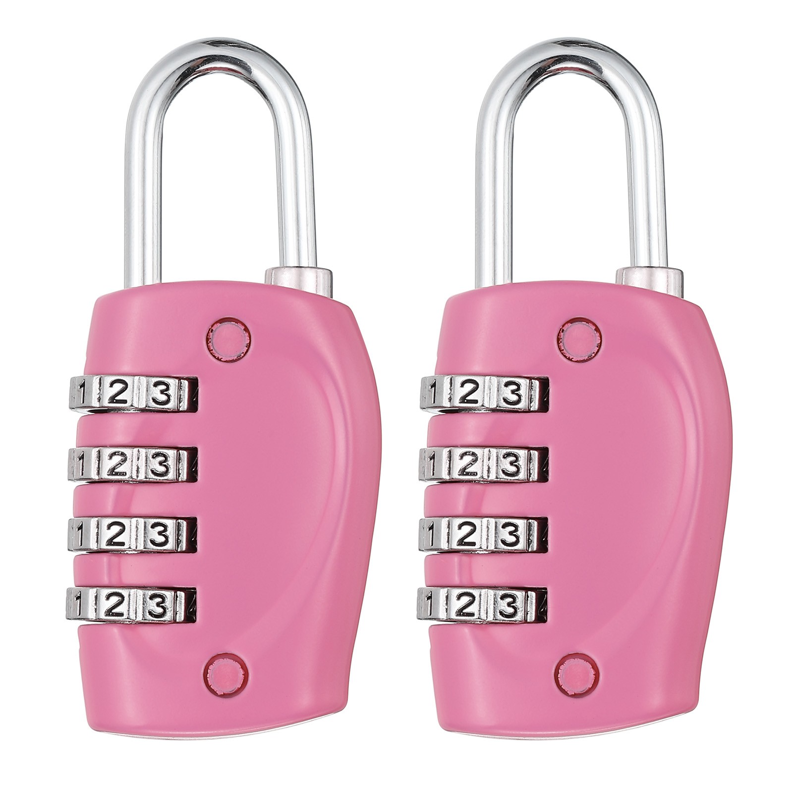 Combination Lock, 2Pcs 4 Digit Outdoor Padlock Waterproof Locker Lock, Pink