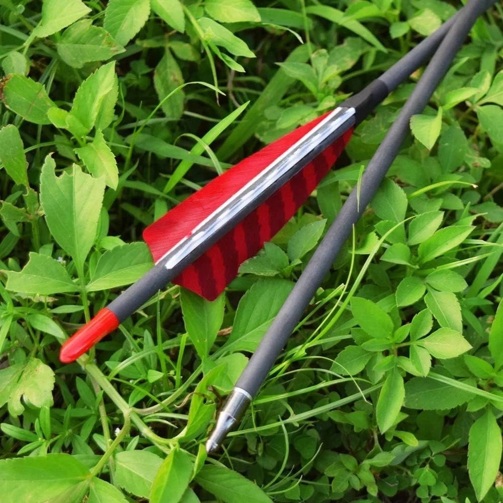 Pure Carbon Arrows 600 700 Spine Turkey Feather Fletching Screw-in Field Poin...