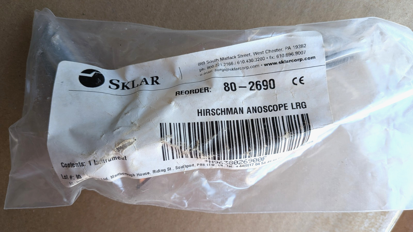 NEW Sklar Hirschman Anoscope Rectum Hemicolectomy Surgical Instrument 80-2690