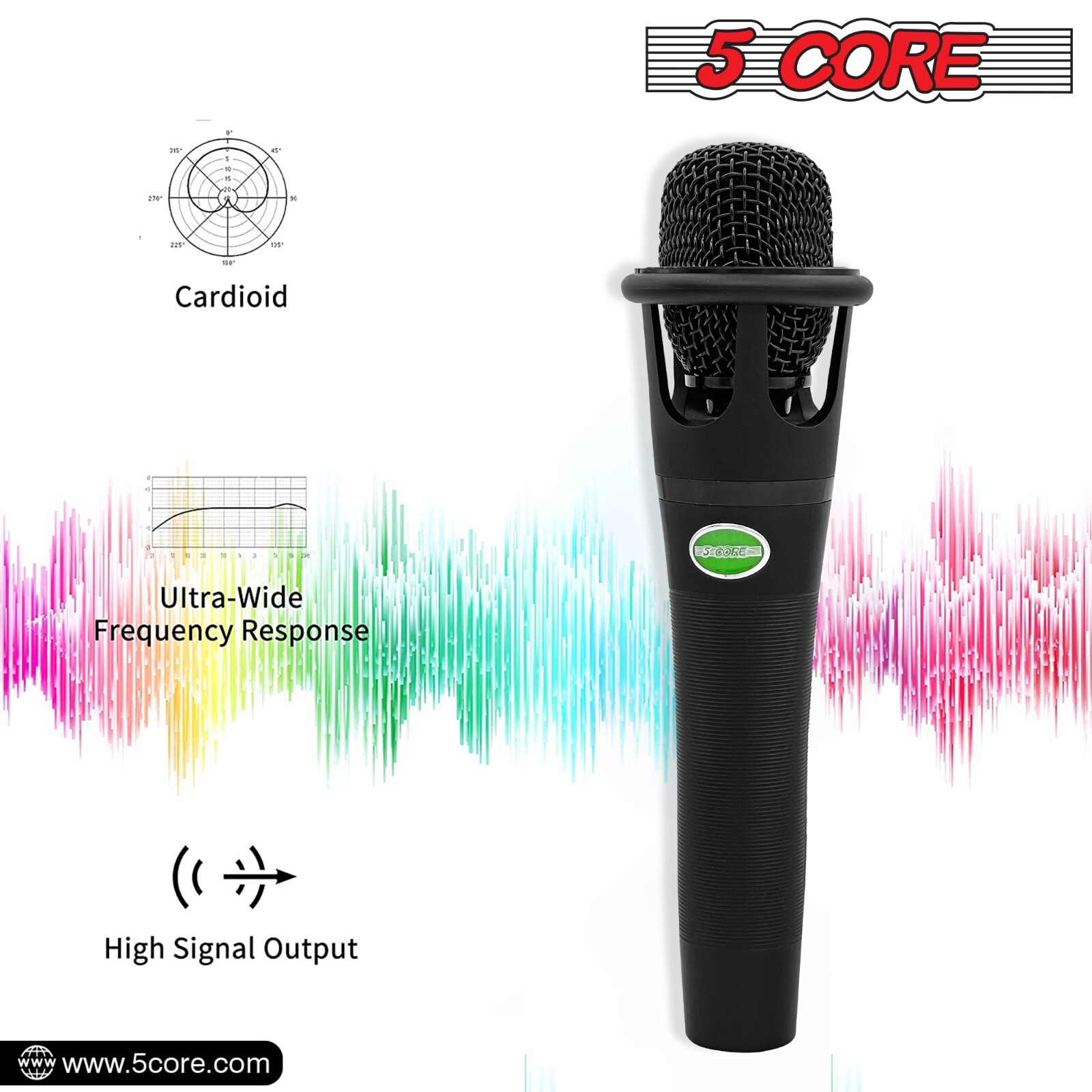 5Core Podcast Mic Vocal Desktop Microphone XLR To Aux 3.5mm Interview +Stand