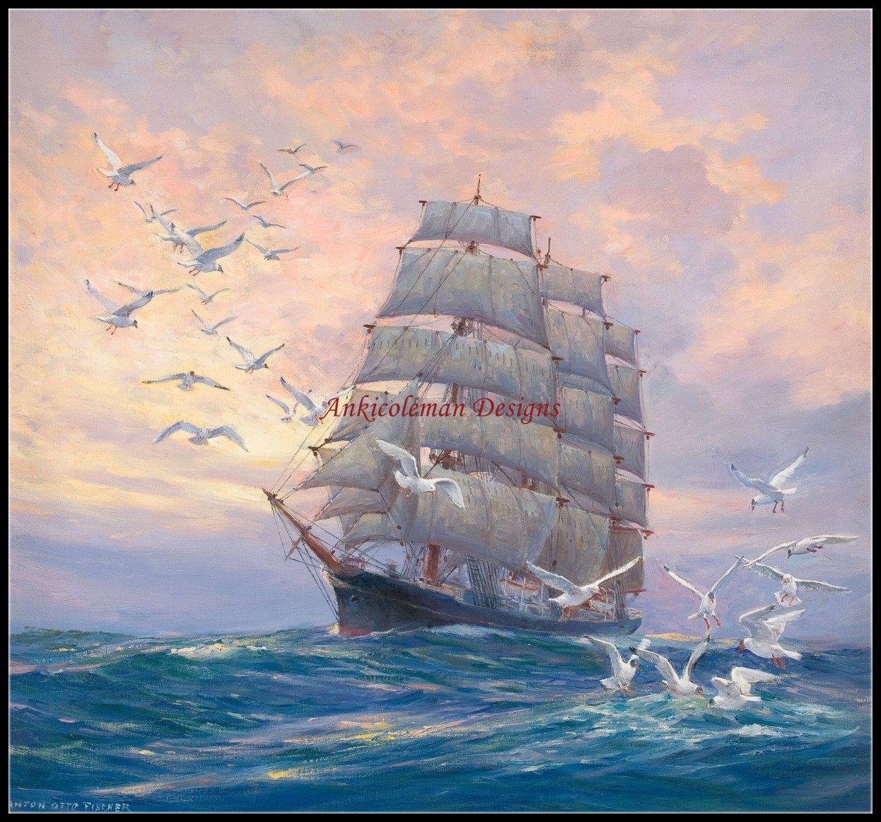A Sailing Ship - DIY Chart Counted Cross Stitch Patterns Needlework Embroidery
