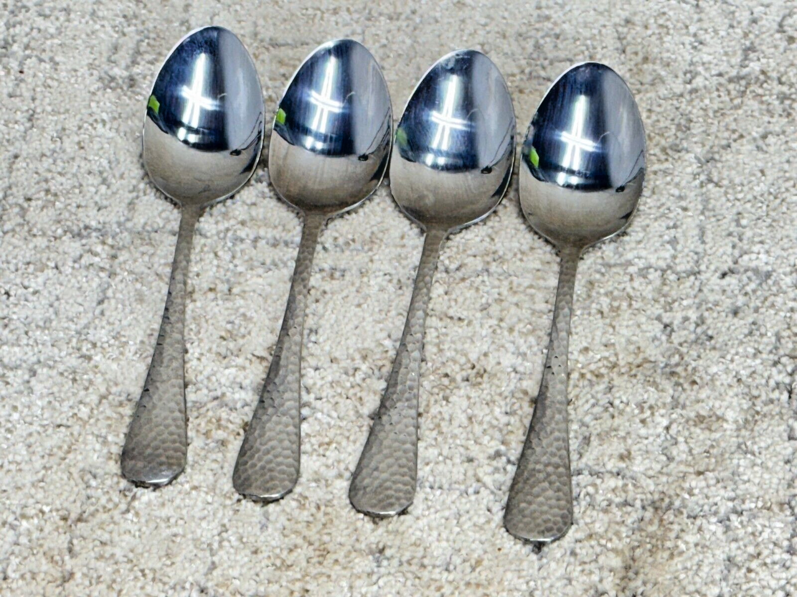 Lot 4 - Safdie & Co CHICAGO Stainless Steel Hammered Flateware Spoons QNTY AVAIL
