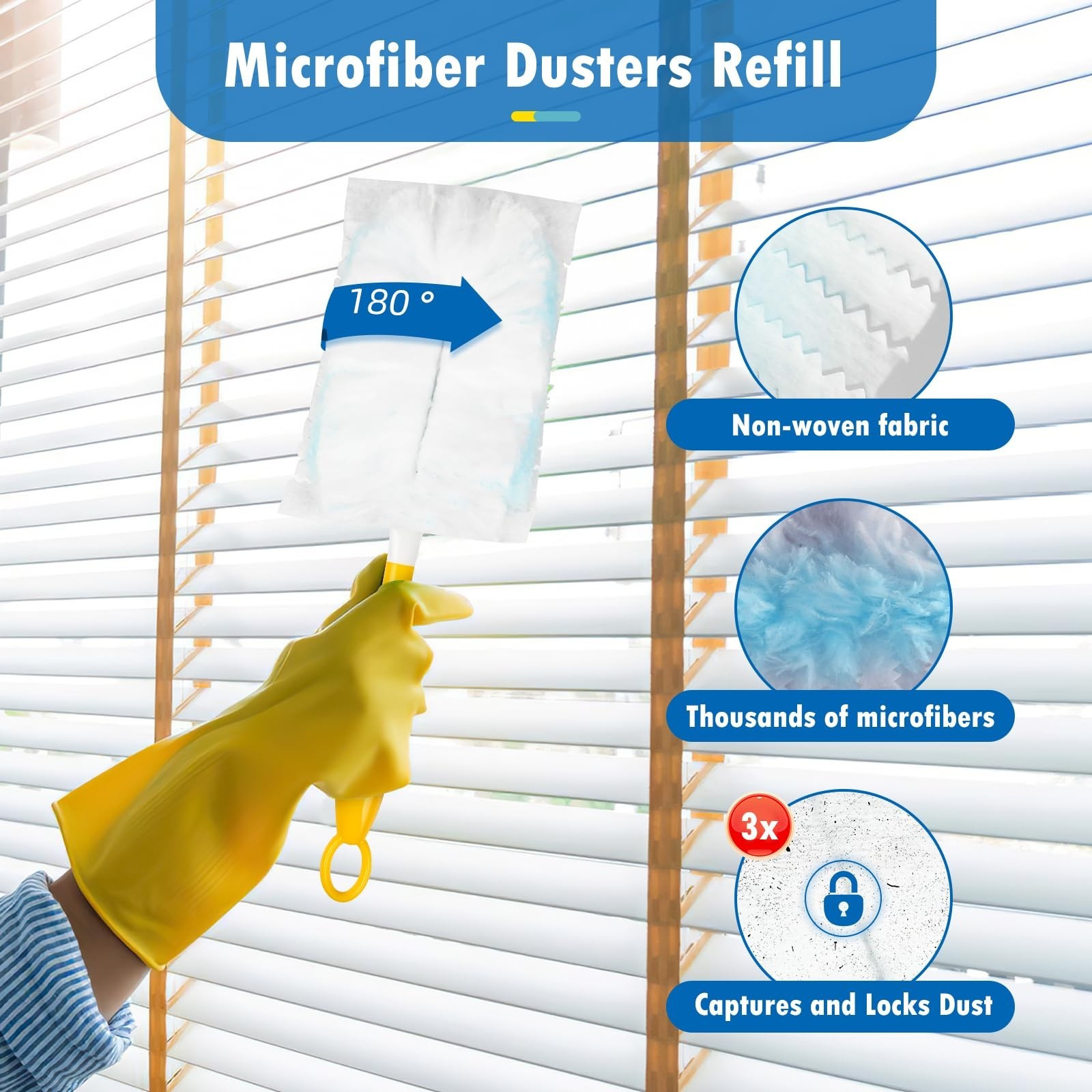 60 Count 180° Duster Refills Compatible with Dusters 180 Handle Dusters, He