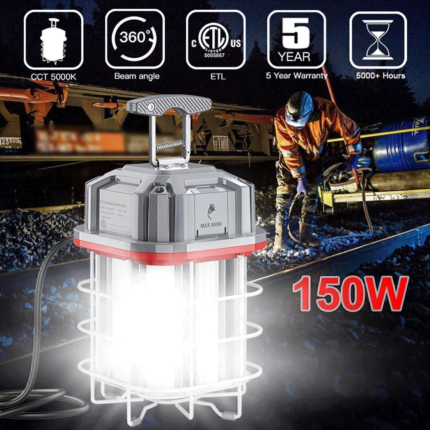 150W Outdoor Portable LED Temporary Work Light Construction Job Site Lighting