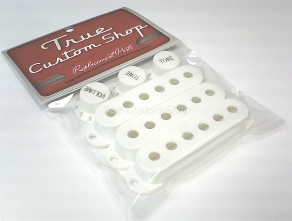 True Custom Shop® White Pickup Covers Knobs & Switch Tip Kit for Fender Strat