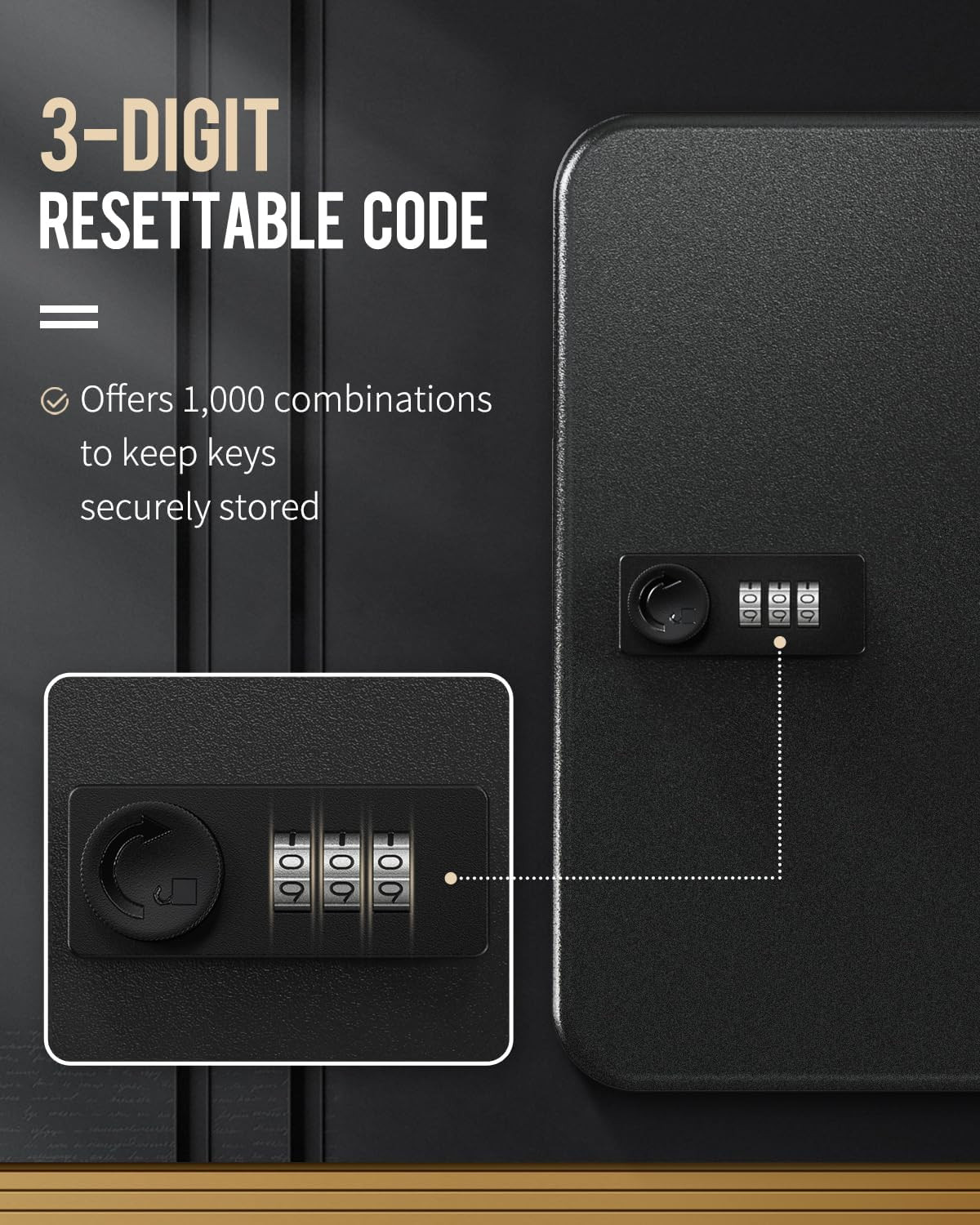28 Position Key Cabinet with Combination Lock Resettable Black Digital Security