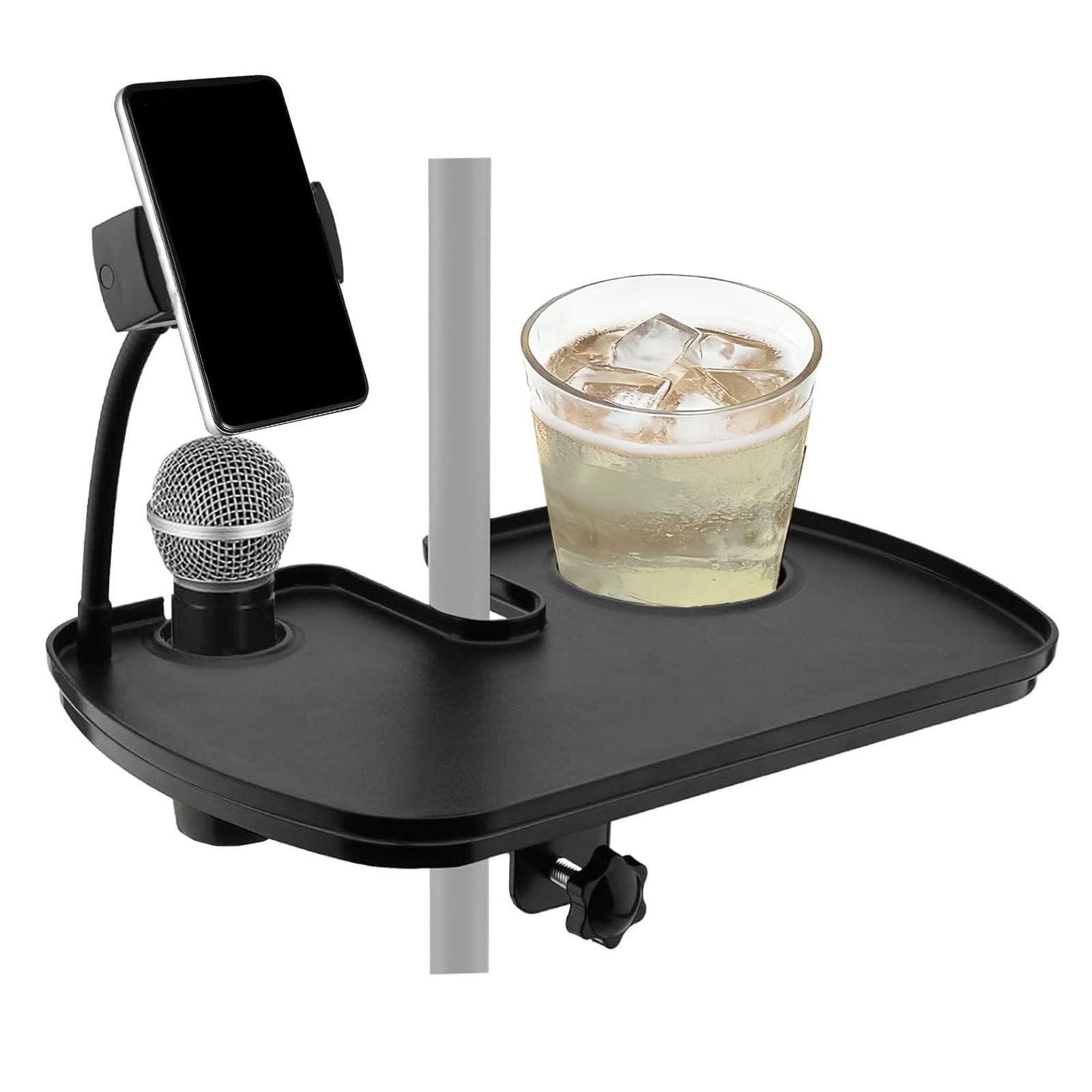 ZQEUXBE Microphone Stand Tray Clamp-On Cup Holder 12.2"x7.91"
