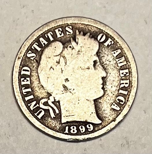U.S. DIME5 1899S - SILVER BARBER DIME - BEAUTIFUL COIN! (SEE BELOW)