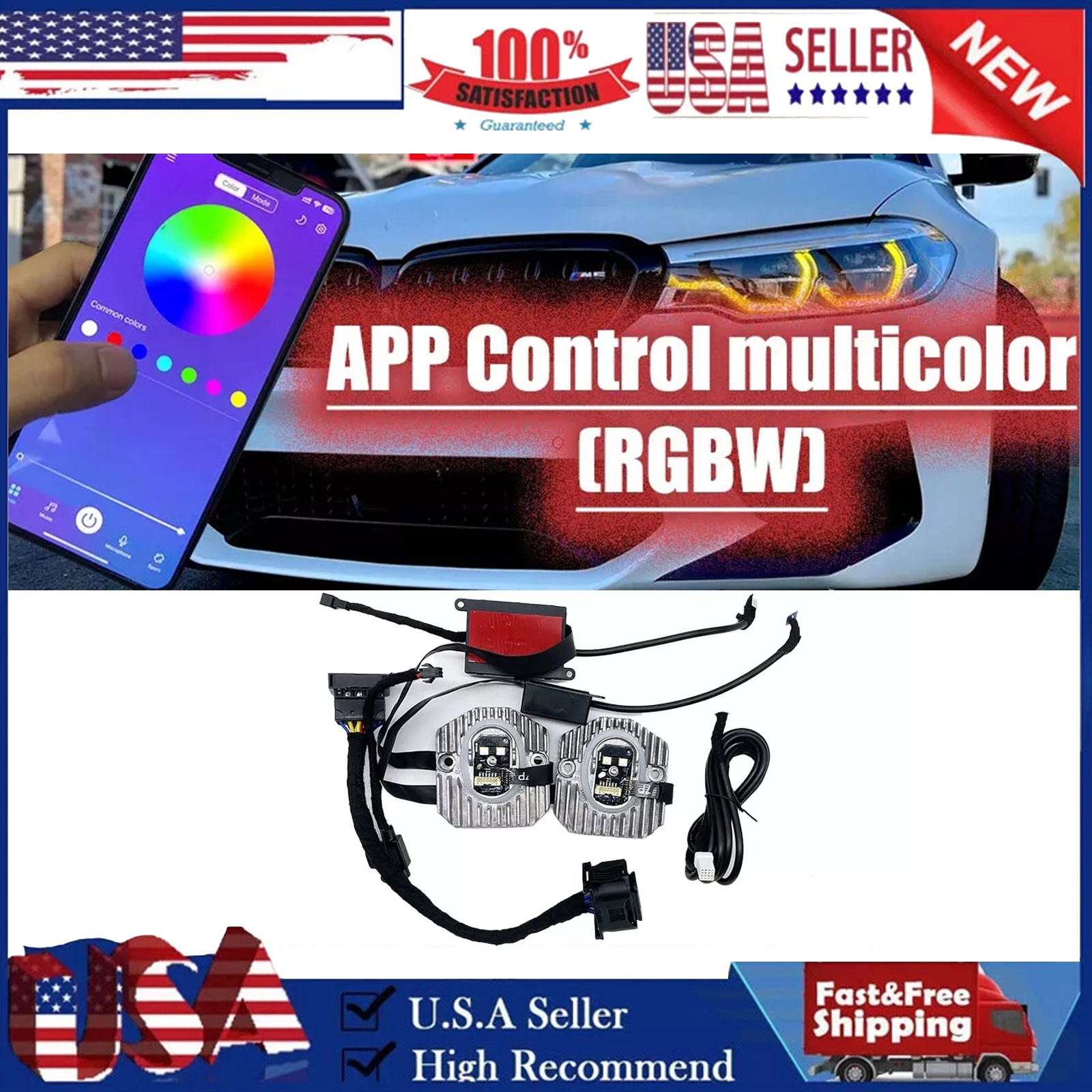 LED RGBW Angel eyes DRL Modules Headlight Ballast For BMW F90 M5 G30 530i 540i